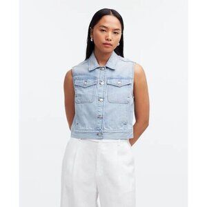 Madewell Womens Denim Vest Blue‎ NQ330 Cotton Westerncore Cottagecore Retro
